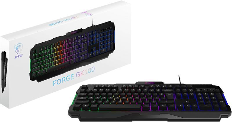 Клавіатура мембранна MSI FORGE GK100 104key, USB-A, EN/UKR/RU, ColorLED, чорний (S11-04UA221-HH9) 372552 фото