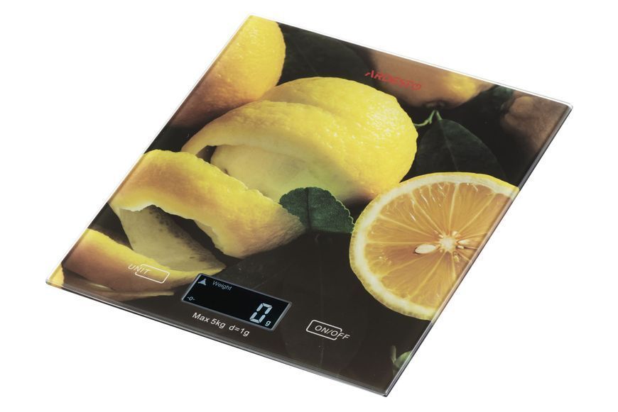 Ваги Ardesto кухонні Lemon, 5кг, AAAx2 в комплекті, скло, багатокольоровий (SCK-893LEMON) 368833 фото