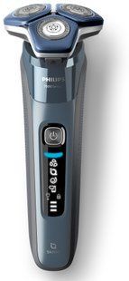 Бритва електр. Philips роторна Series 7000, 9Вт, бритв.головок-3, Li-Ion, сух.+волог., тример, чохол, Bt., сіро-синій (S7882/55) 363452 фото