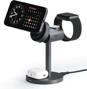 Бездротовий зарядний пристрій Aukey MagFusion 3-in-1 15W Qi2 (LC-MC311) сірий 295086 фото