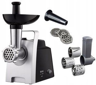 М'ясорубка Tefal HV1 7in1, 1400Вт, 1.7кг/хв, 3 решітки, насадка для ковбас, 3 терки, пластик, чорно-сріб. (NE108831) 369974 фото