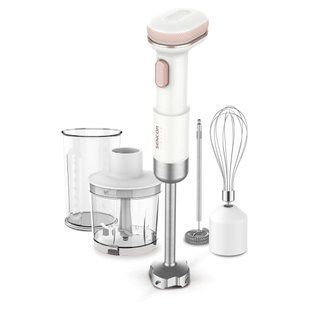 Блендер Sencor заглибний Pulse, 180Вт, 4в1, чаша-700мл, безпровідний, USB-C, капучинатор, біло-рожевий (SHB9130WH) 383095 фото