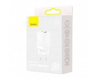 Зарядний Пристрій Baseus Super Si Pro Quick Charger Type-C+USB 30W CCSUPP-E02 White 241478 фото