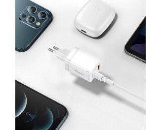 Зарядний Пристрій Baseus Super Si Pro Quick Charger Type-C+USB 30W CCSUPP-E02 White 241478 фото