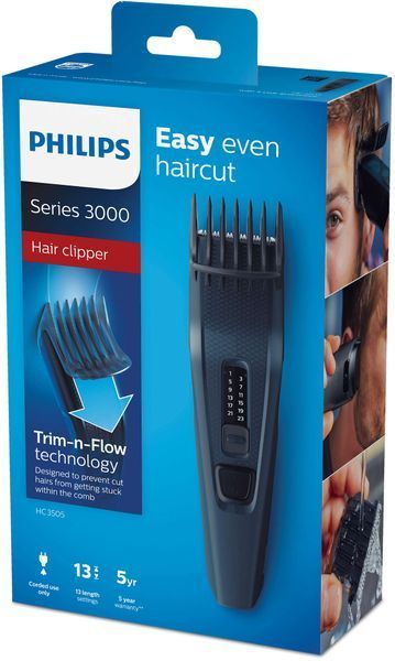Машинка для стриження Philips Series 3000, від мережі, роторний мотор, насадок-1, сталь, синій (HC3505/15) 367365 фото