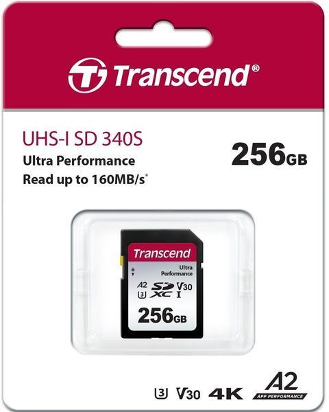 Карта пам'яті Transcend SD 256GB C10 UHS-I U3 A2 R160/W90MB/s 4K (TS256GSDC340S) 371732 фото
