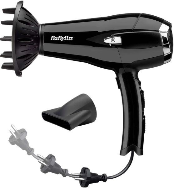 Фен Babyliss, 2000Вт, 3 режими, іоніз-я, хол. обдув, змотка шнура, чорний (D374DE) 363098 фото