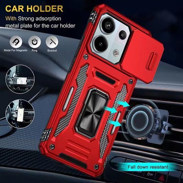 Ударостійкий чохол Camshield Army Ring для Xiaomi Poco X6 Pro Червоний / Red 320105 фото