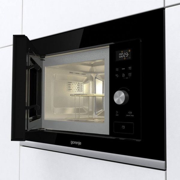Мікрохвильова піч Gorenje вбудовувана, 20л, електр. управл., 800Вт, гриль, дисплей, чорний (BMX201AG1BG) 373751 фото