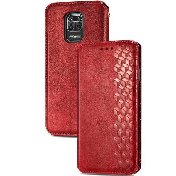 Шкіряний чохол книжка GETMAN Cubic (PU) для Xiaomi Redmi Note 9s / Note 9 Pro / Note 9 Pro Max Червоний 200426 фото