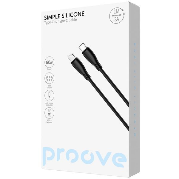 Кабель Proove Simple Silicone Type-C to Type-C 60W (1m) black (CCSI60002201) 388092 фото