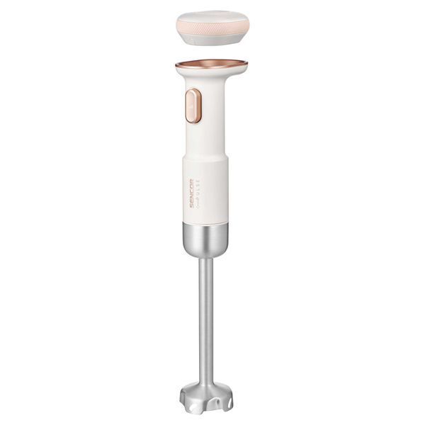 Блендер Sencor заглибний Pulse, 180Вт, 4в1, чаша-700мл, безпровідний, USB-C, капучинатор, біло-рожевий (SHB9130WH) 383095 фото
