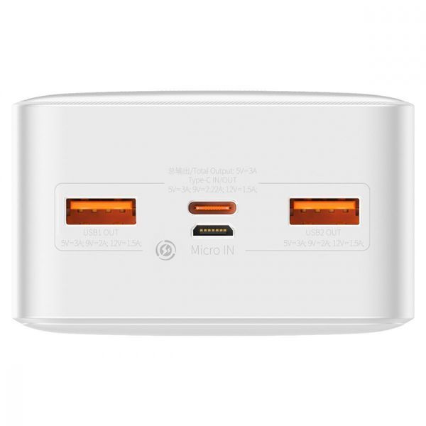 Портативна батарея Baseus 30000mAh 20W Display (PPBD050402) White 271359 фото