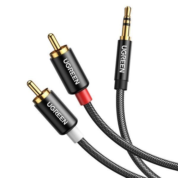 Кабель UGREEN AV116 3.5mm Male To 2 RCA Male Cable 2m (10584) Black 314294 фото