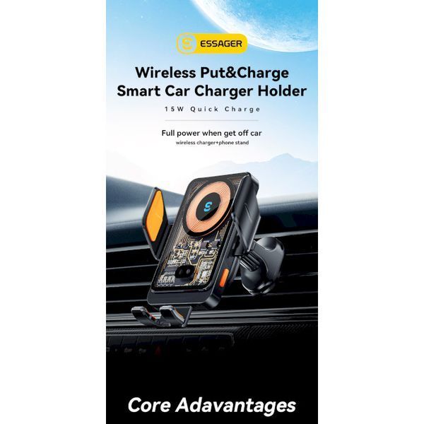 Автомобільний тримач ESSAGER Junyi 15W Wireless Phone Holder for Car (Air Outlet Type) (EZJWX-JY01-Z) 315750 фото