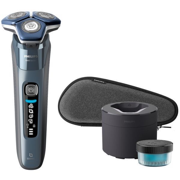 Бритва електр. Philips роторна Series 7000, 9Вт, бритв.головок-3, Li-Ion, сух.+волог., тример, чохол, Bt., сіро-синій (S7882/55) 363452 фото