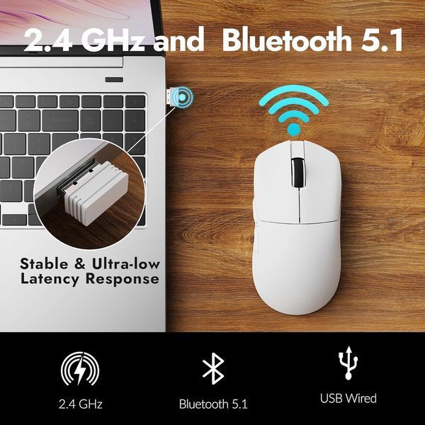 Миша Lemokey G1 USB-A/USB-C/WL/BT, 8K, білий (G1-A2) 369675 фото
