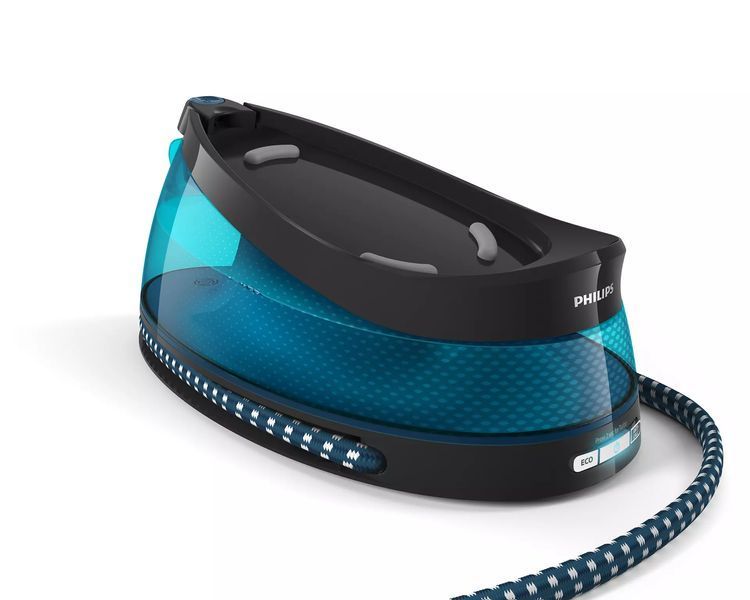 Праска-парогенератор Philips PerfectCare Compact, 2400Вт, 1500мл, паровий удар -420гр, постійна пара - 120гр, керам. підошва, синій (GC7846/80) 375623 фото