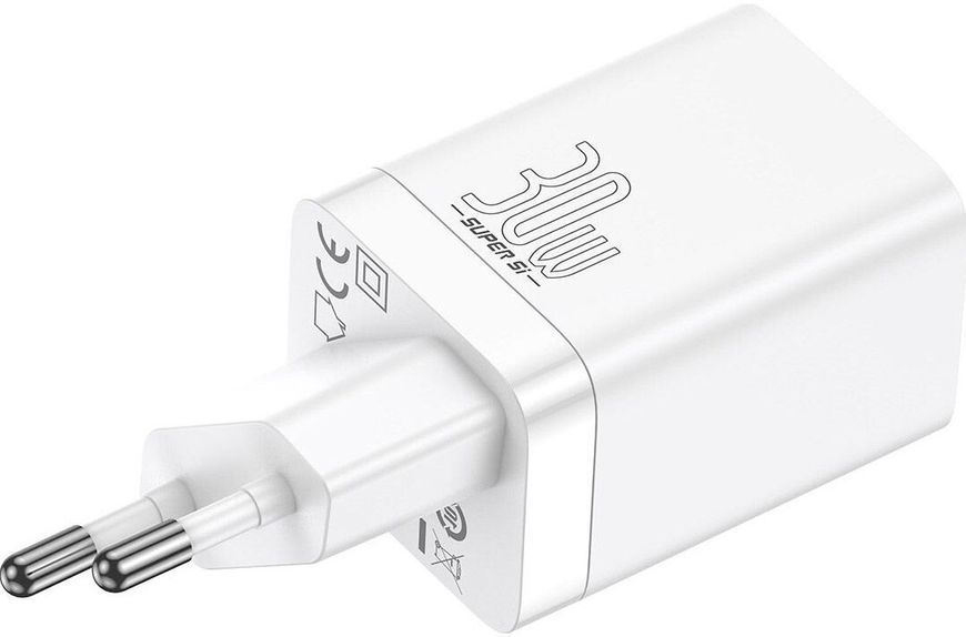 Зарядний Пристрій Baseus Super Si Pro Quick Charger Type-C+USB 30W CCSUPP-E02 White 241478 фото