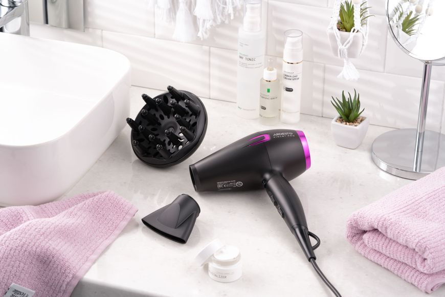 Фен Ardesto Violet PRO HD-Y221PRO ,1750-2100Вт, 2 швидкості, 3темп.режими,дифузор, чорний 369810 фото