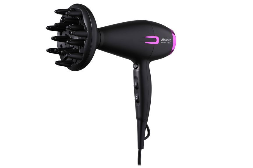 Фен Ardesto Violet PRO HD-Y221PRO ,1750-2100Вт, 2 швидкості, 3темп.режими,дифузор, чорний 369810 фото