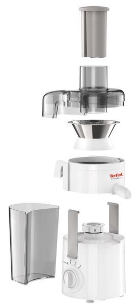 Соковитискач Tefal Frutelia + відцентрований 350Вт, чаша-0.95л, жмих-0.5л, пластик, біло-сірий (ZE370138) 370692 фото
