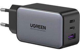 Мережевий Зарядний пристрій UGREEN CD244 USB-A+2xUSB-C 65W GaN Tech Fast Charger (10335) Grey 280620 фото