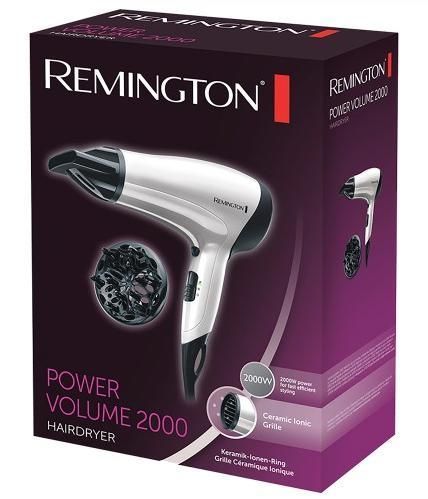 Фен Remington Power Volume 2000, 2000Вт, 3 режими, дифузор,турмалінова іоніз-я, хол. обдув, білий (D3015) 366728 фото