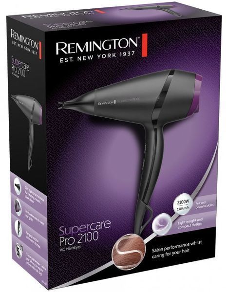 Фен Remington Supercare PRO 2100 AC motor, 2100Вт, 3 режими, іоніз-я, хол. обдув, чорний (AC7100) 368954 фото