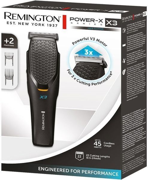 Машинка для стрижки Remington Power X Series X3, мережа+акум., насадок-2, сталь, чорний (HC3000) 369702 фото