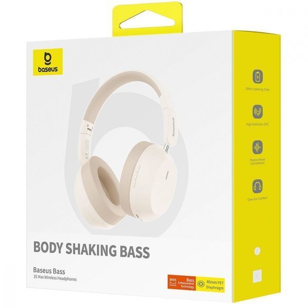 Навушники Baseus Bass 35 Max Wireless Headphones (A00070800221-00) Stellar White 358974 фото