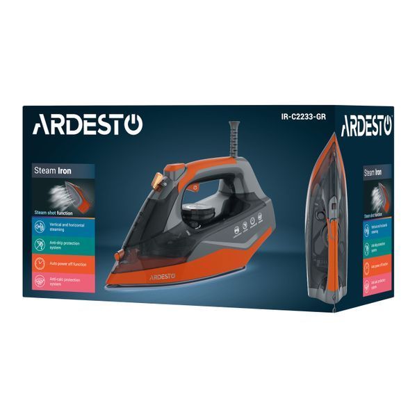 Праска Ardesto IR-C2233-GR, 2200Вт, 340мл, керам. підошва, чорно-помаранчевий 375312 фото