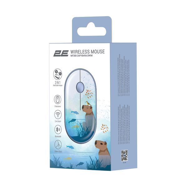 Миша 2E MF300 CAPYBARA:SWIM Silent WL BT, синій (2E-MF300WCAPIBARABL) 373973 фото