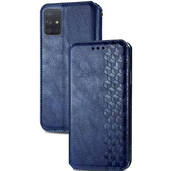 Шкіряний чохол-книжка GETMAN Cubic (PU) для Samsung Galaxy A51 Синій 358389 фото