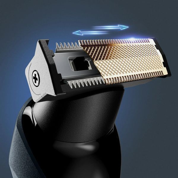 Тример Rowenta Forever Sharp Ultimate, для бороди, вусів, акум., насадок-10, 120 хв. використання, дисплей, сталь, синій (TN6204E0) 370270 фото