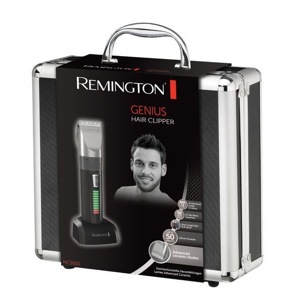 Машинка для стрижки Remington Genius, мережа+акум., насадок-8, кейс,ножиці, гребінець в компл, кераміч.напилення, чорний (HC5810) 367366 фото