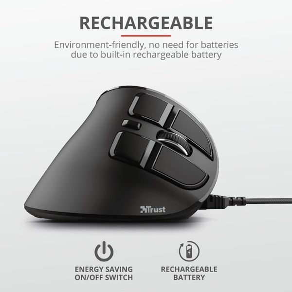 Миша Trust Voxx Rechargeable Ergonomic, WL, чорний (23731_TRUST) 363711 фото