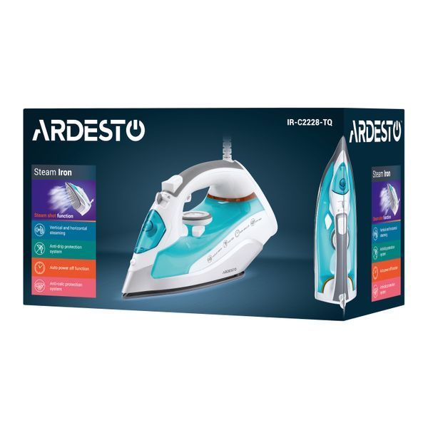 Праска Ardesto IR-C2228-TQ, 2200Вт, 280мл, паровий удар-100гр, керам. підошва, голубий 375942 фото