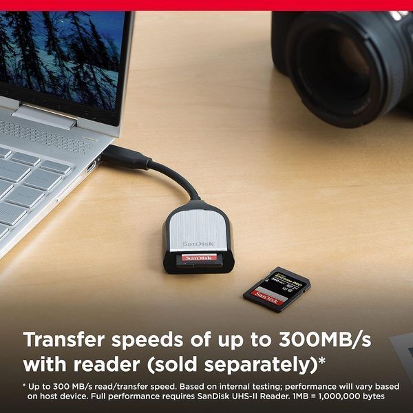 Карта пам'яті SanDisk SD 128GB C10 UHS-II U3 R300/W300MB/s Extreme Pro V90 (SDSDXDM-128G-GN4IN) 375392 фото