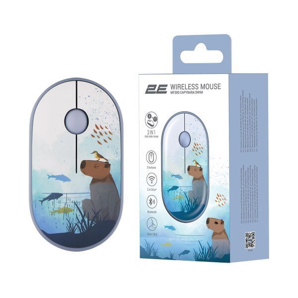 Миша 2E MF300 CAPYBARA:SWIM Silent WL BT, синій (2E-MF300WCAPIBARABL) 373973 фото
