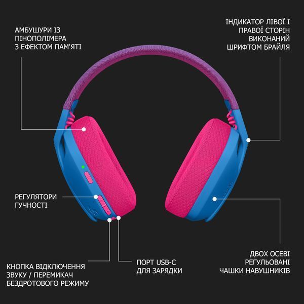 гарнітура LOGITECH G435 LIGHTSPEED Wireless Gaming - BLUE (981-001062) 306597 фото