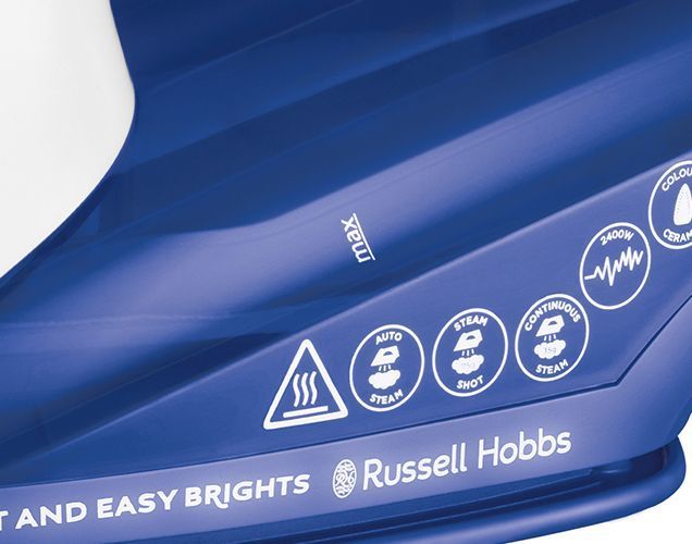 Праска Russell Hobbs Light & Easy Brights Sapphire, 2400Вт, 240мл, паровий удар -115гр, постійна пара - 35гр, керам. підошва, темно синій (26483-56) 373997 фото
