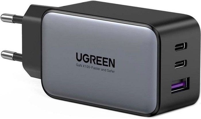 Мережевий Зарядний пристрій UGREEN CD244 USB-A+2xUSB-C 65W GaN Tech Fast Charger (10335) Grey 280620 фото