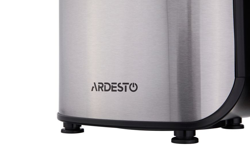 Соковитискач Ardesto шнековий 200Вт, чаша-0.6л, жмих-0.6л, пластик/метал, сріблясто-чорний (JEG-1330SL) 367883 фото