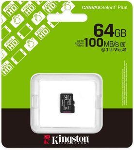 Карта пам'яті Kingston MicroSDXC 64GB Canvas Select Plus Gen3 100MB/s A1 (SDCS3/64GBSP) 388822 фото