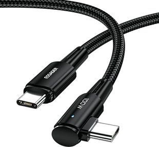 Кабель ESSAGER Sunset Bend Type 100W Fast Charging Type-C To Type-C USB Cable 3M (EXCTT1-CGWTC01) Black 314336 фото