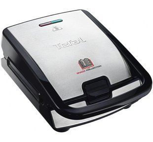 Мультимейкер Tefal Snack collection 700Вт, тефлон, 3 пластини, корпус-нержав.сталь/пластик, чорний (SW854D16) 371300 фото