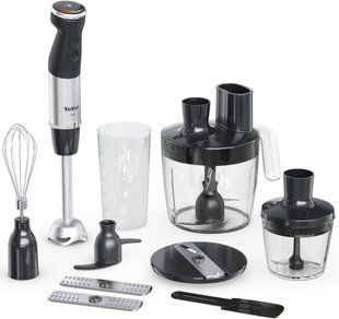 Блендер Tefal заглибний Quickchef+, 1000Вт, 4в1, чаша-800мл, чопер-500мл, кухонний комбайн 5в1, турборежим, сіро-чорний (HB67G830) 369352 фото