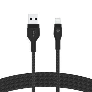 Кабель USB-A > Lightning заряджання/синхронізації Belkin 1м, плетений, силіконовий, з ремінцем на магніті, чорний (CAA010BT1MBK) 366622 фото