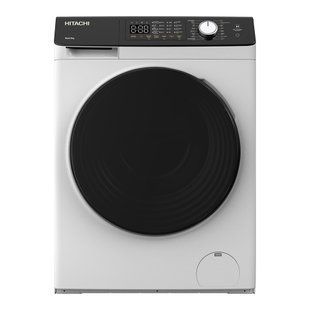 Пральна машина Hitachi фронтальна, 8кг, 1400, A+++, 60см, дисплей, пара, інвертор, люк чорний, білий 398298 фото